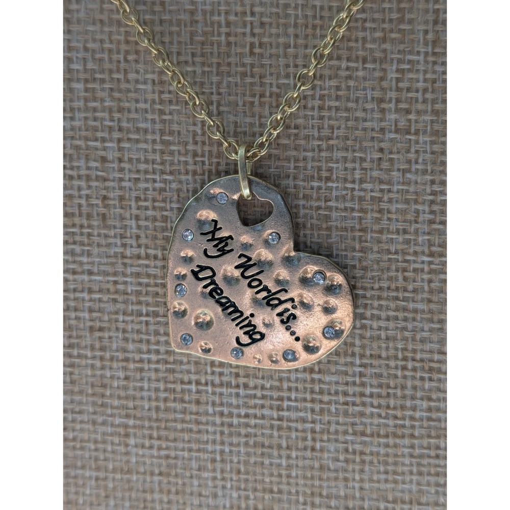 Park Lane Dreaming Gold Tone Heart Necklace  NWT Crystal Accents - Picture 2 of 3